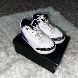 Jordan Kids White and Purple Sneakers